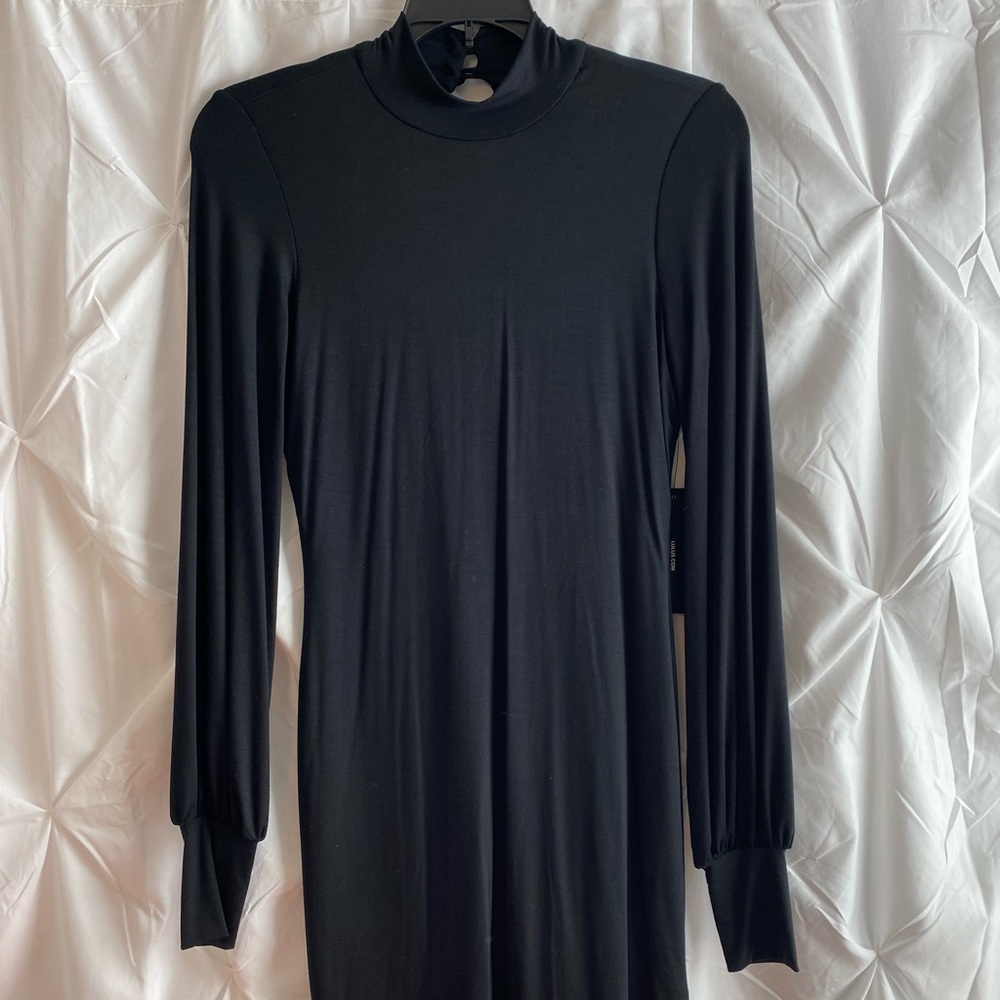Lulus Black Bodycon Mock Neck Dress XS